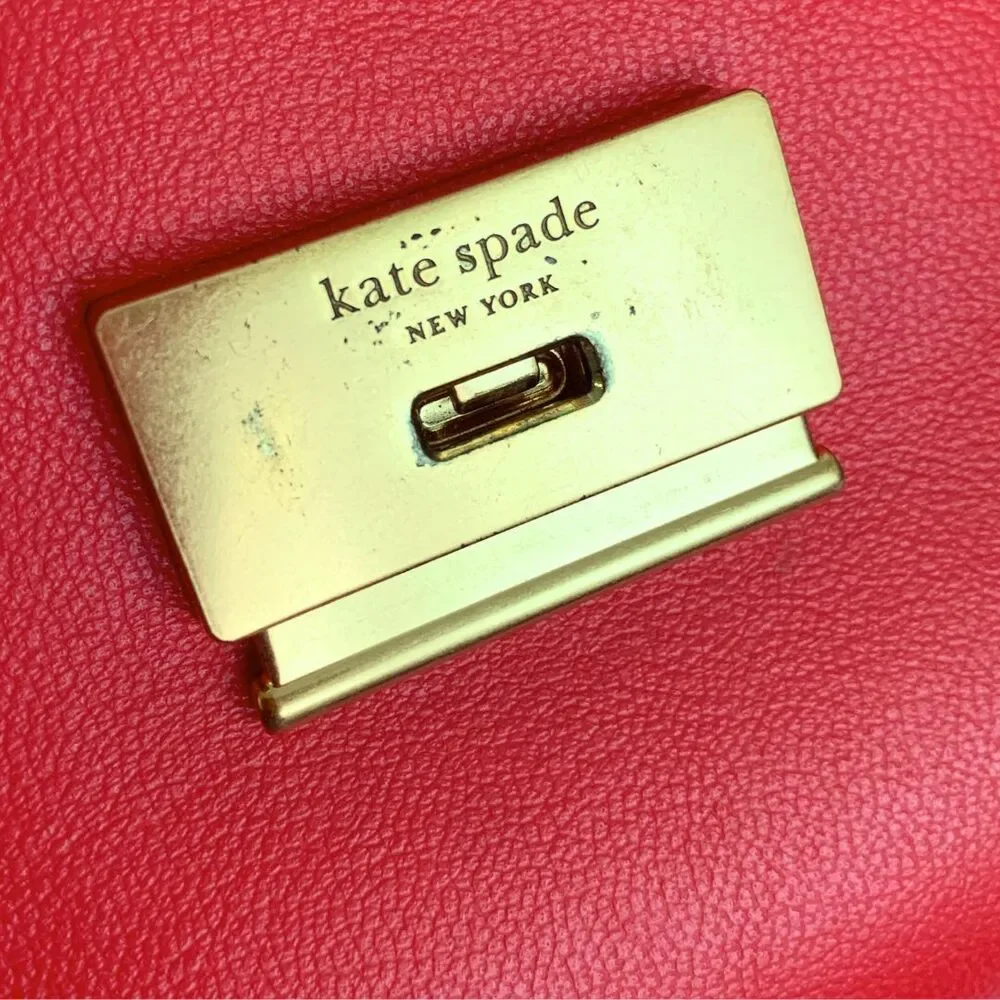 Kate Spade Grace Convertible Shoulder Bag Red Leather Small Flap Shoulder Bag - Picture 14 of 15
